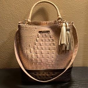 Brahmin Amelia Chiffon roseleaf croc embossed leather bucket bag